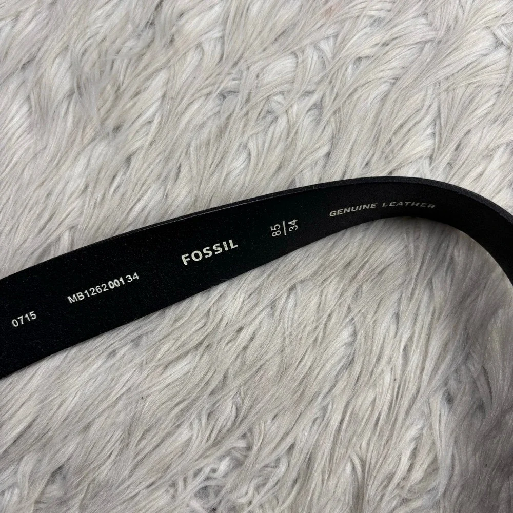 Fossil Men's 34 Black Leather Waist Belt Classic Minimalist Basic